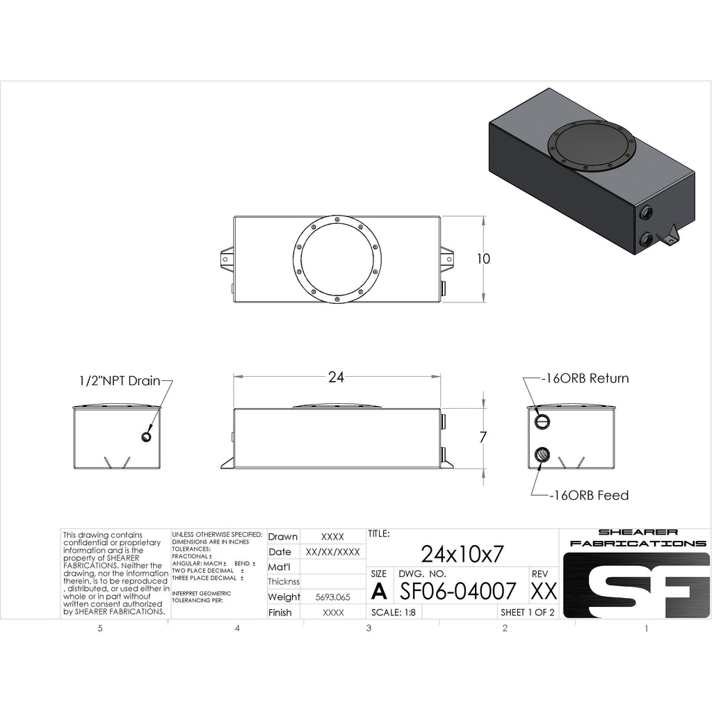 Shearer Fabrications 6.7 gal Tank, Flip Lid Shearer Fabrications Water Tank