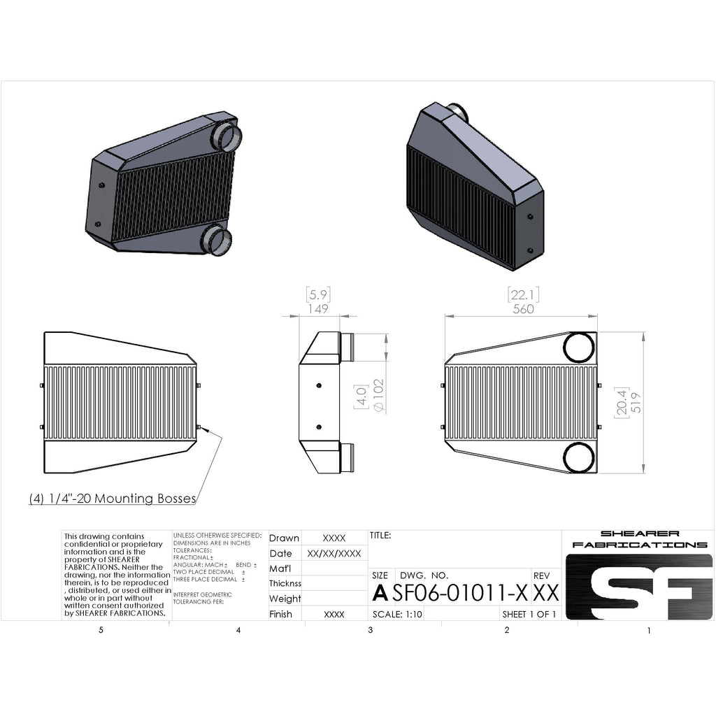 Shearer Fabrications Econo Air/Air, 1200hp. Backdoor In/Out Shearer Fabrications Intercooler