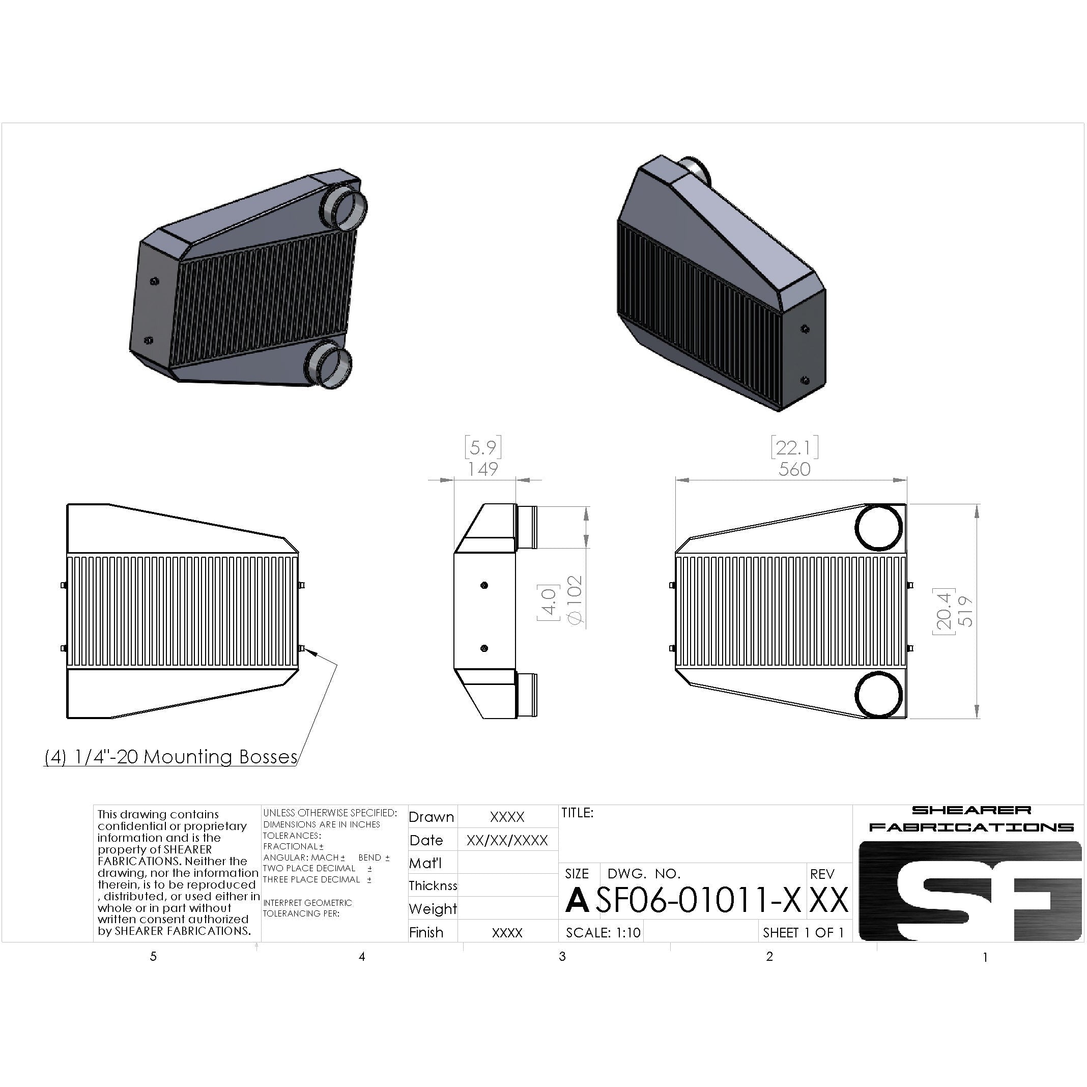 Shearer Fabrications Econo Air/Air, 1200hp. Backdoor In/Out Shearer Fabrications Intercooler