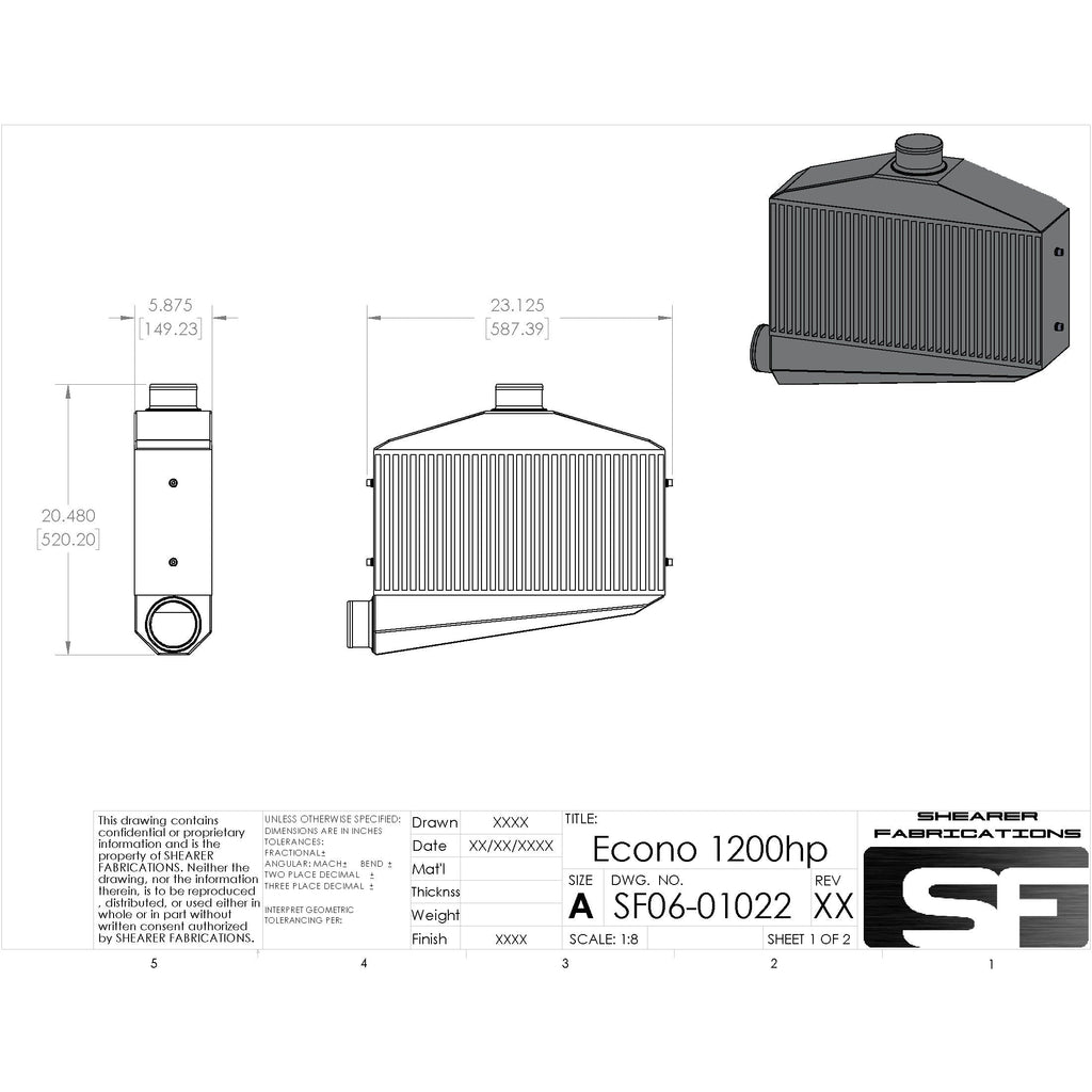 Shearer Fabrications Econo Cooler, 1200hp Shearer Fabrications Intercooler