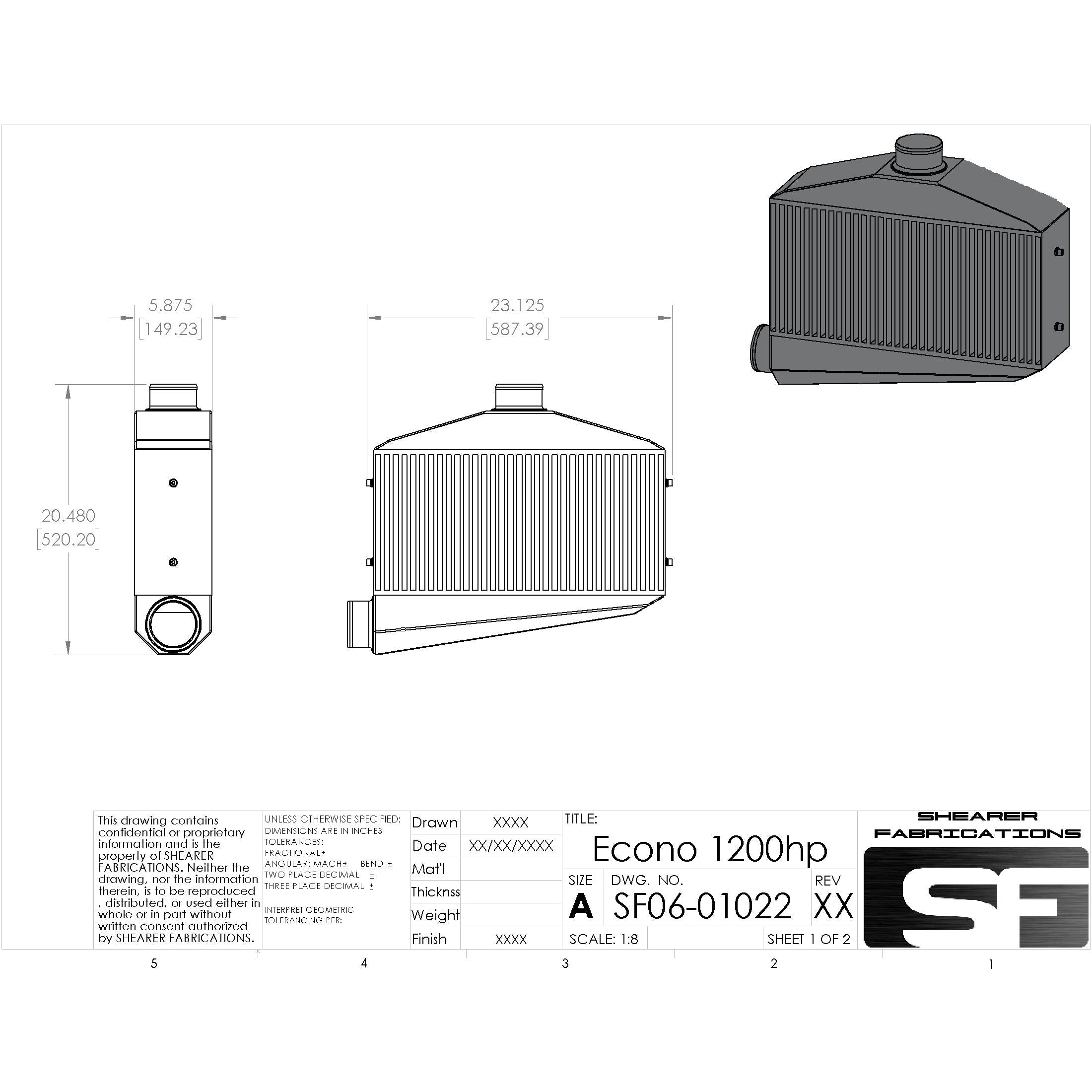 Shearer Fabrications Econo Cooler, 1200hp Shearer Fabrications Intercooler