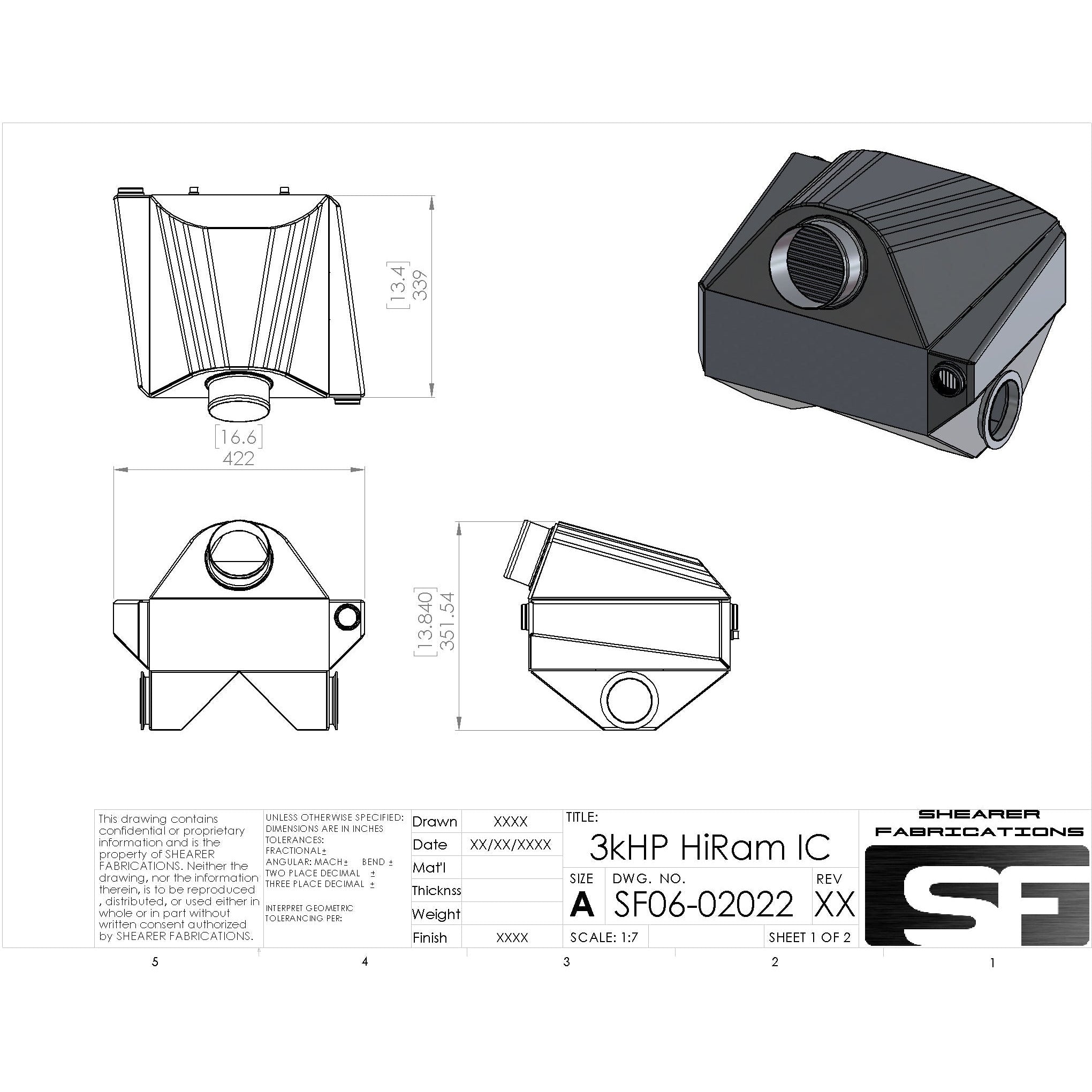 Shearer Fabrications HiRam Fitment TT IC, 3000hp Shearer Fabrications Intercooler