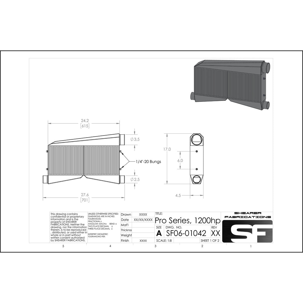 Shearer Fabrications Pro Series, "Shorty" TT, 1200hp Shearer Fabrications Intercooler