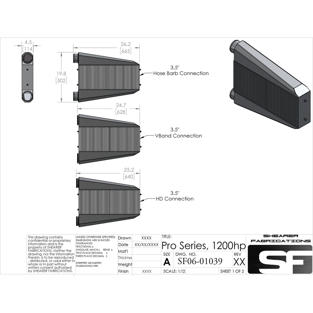 Shearer Fabrications S550 Mustang Pro Series, Single Inlet/Outlet, 1200hp Shearer Fabrications Intercooler