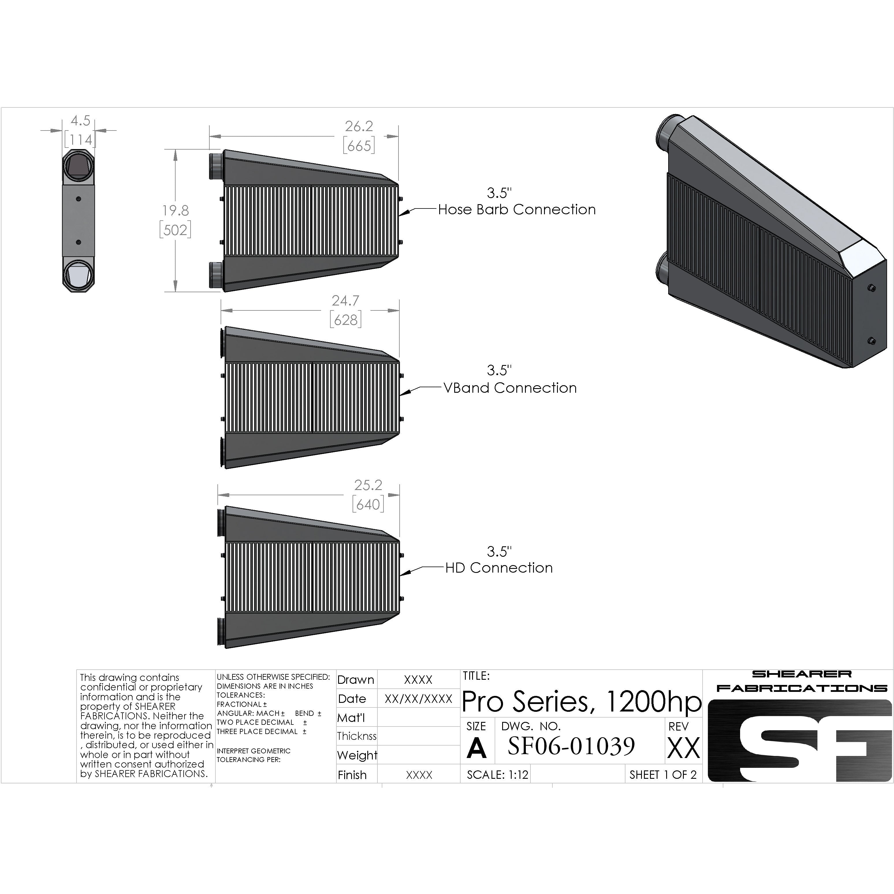 Shearer Fabrications S550 Mustang Pro Series, Single Inlet/Outlet, 1200hp Shearer Fabrications Intercooler