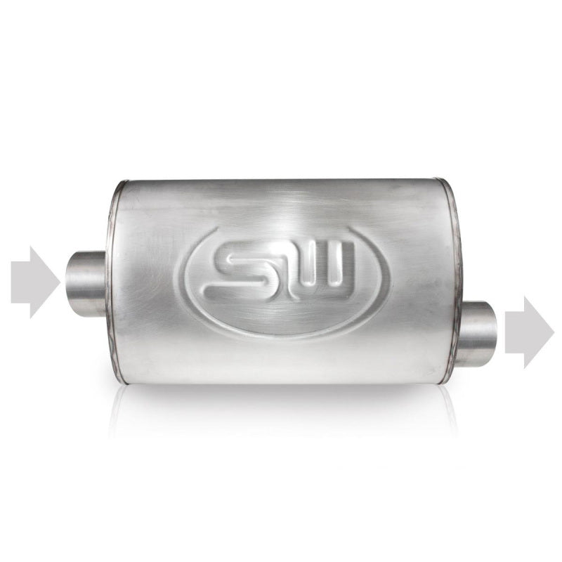 Stainless Works 2.5in ID CENTER INLET/ 2.5in OD OFFSET OUTLET 4inX8in Stainless Works Muffler