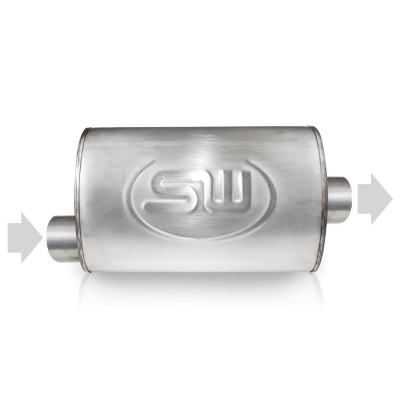 Stainless Works 2.5in ID OFFSET INLET/ 2.5in OD CENTER OUTLET 4inX8in Stainless Works Muffler