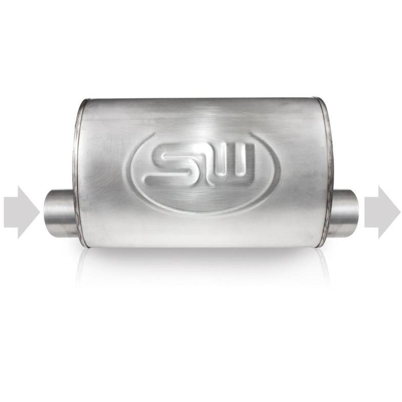 Stainless Works 2.5in ID OFFSET INLET/ 2.5in OD OFFSET OUTLET (ON SAME SIDE) 4inx8in Stainless Works Muffler
