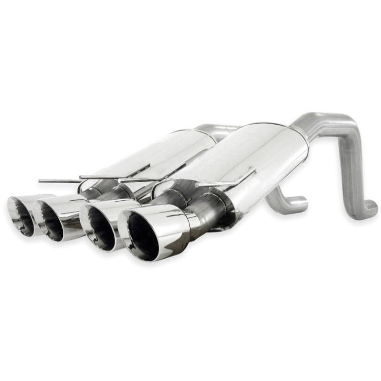 Stainless Works 2006-13 Corvette C6ZO6/ZR1 3in Axleback Chambered Mufflers Quad 4in Rolled Edge Tips Stainless Works Catback