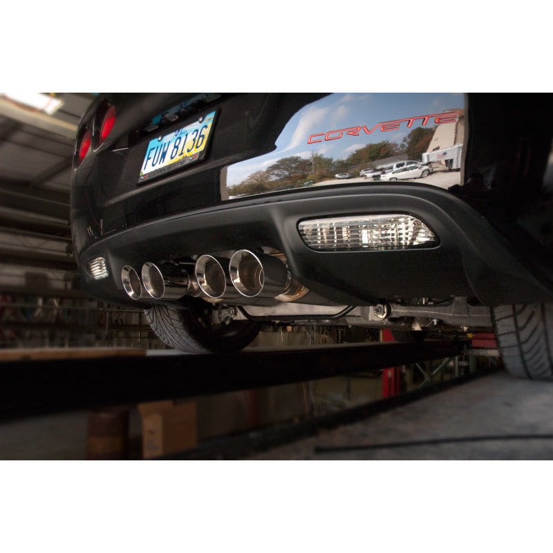 Stainless Works 2009-13 C6 Corvette Axleback 2-1/2in Dual Chambered Turbo Mufflers Quad 4in Tips Stainless Works Catback