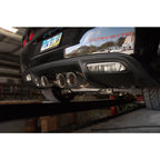 Stainless Works 2009-13 C6 Corvette Axleback 2-1/2in Dual Chambered Turbo Mufflers Quad 4in Tips Stainless Works Catback