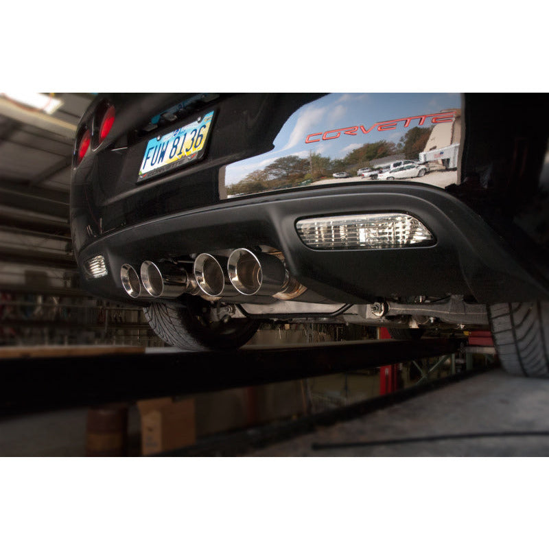 Stainless Works 2009-13 C6 Corvette Axleback 2-1/2in Dual Chambered Turbo Mufflers Quad 4in Tips Stainless Works Catback