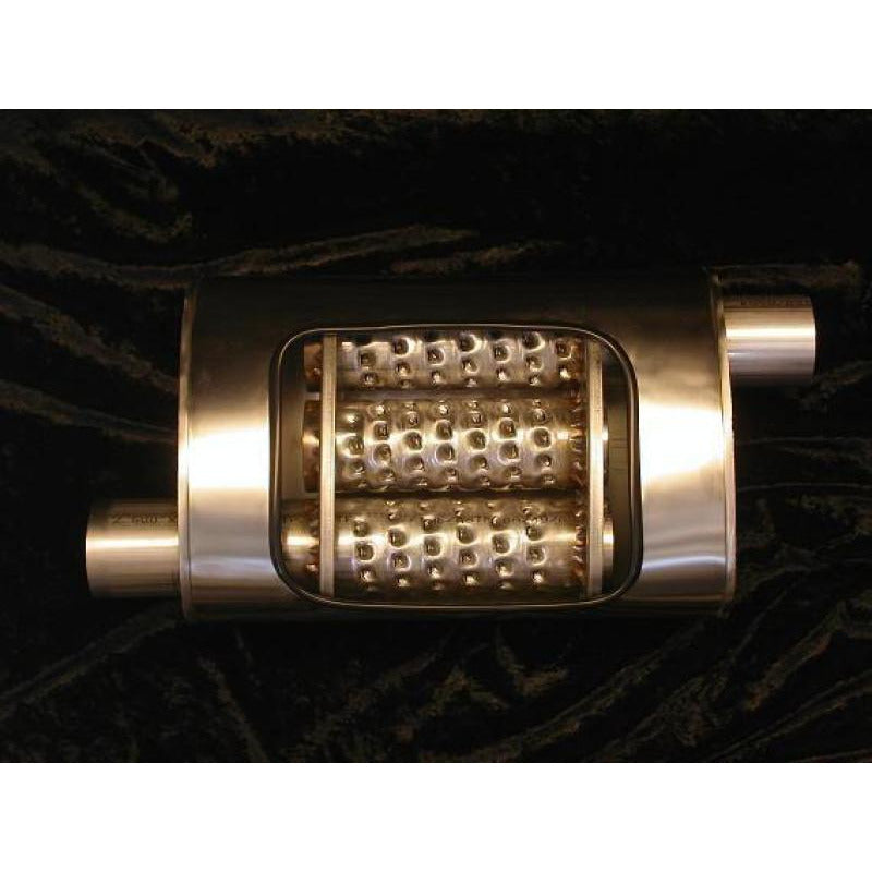 Stainless Works 2in ID OFFSET INLET/ 2in OD CENTER OUTLET 5inX9in Stainless Works Muffler