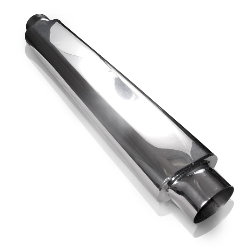 Stainless Works Smooth Oval Muffler - 24in Long 2in ID Inlets Both Ends Stainless Works Muffler