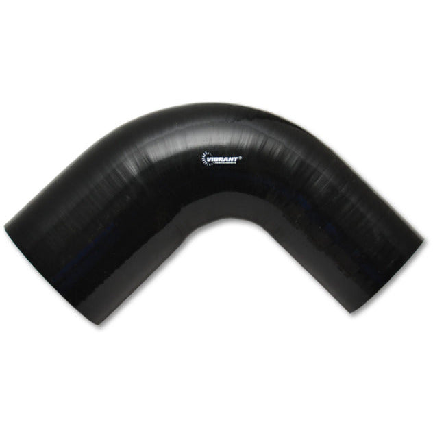 Vibrant 1.5in ID x 2in ID x 4in Long Gloss Black Silicone 90 Degree Transition Elbow Vibrant Silicone Couplers & Hoses