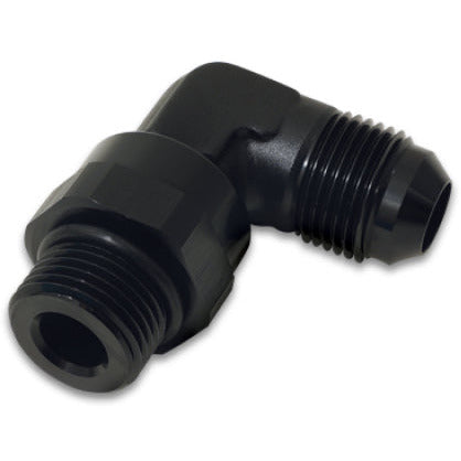 Vibrant -10AN Male Flare to Male -10AN ORB Swivel 90 Degree Adapter Fitting - Anodized Black Vibrant Fittings