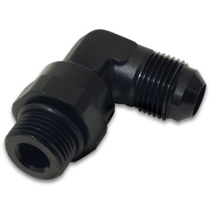 Vibrant -12AN Male Flare to Male -12AN ORB Swivel 90 Degree Adapter Fitting - Anodized Black Vibrant Fittings