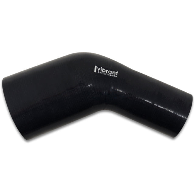 Vibrant 2.25in ID x 2.50in ID Gloss Black Silicone 45 Degree Transition Elbow Vibrant Silicone Couplers & Hoses