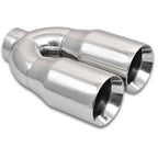 Vibrant 2.5in ID Dual 3.5in OD Round SS Tips (Double Wall, Straight Cut) Vibrant Tips