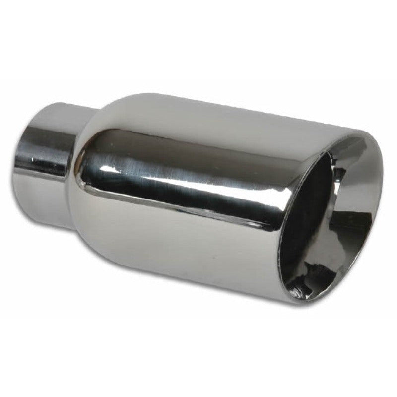 Vibrant 2.5in ID Single 4in OD Round SS Exhaust Tip (Double Wall Angle Cut) Vibrant Tips