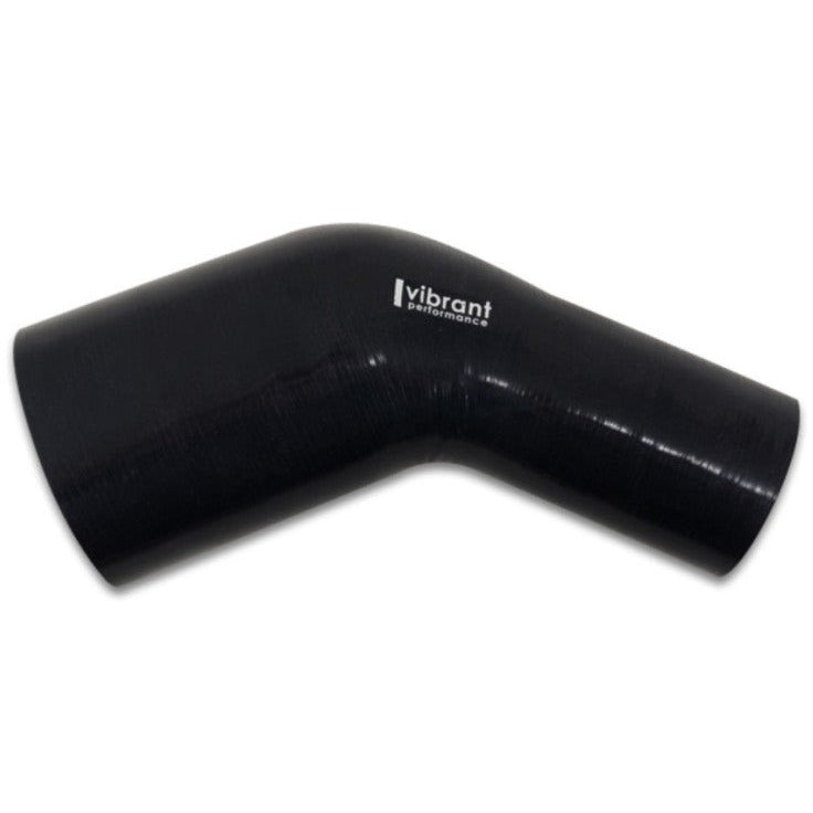 Vibrant 3.50in ID x 3.25in ID Gloss Black Silicone 45 Degree Transition Elbow Vibrant Silicone Couplers & Hoses