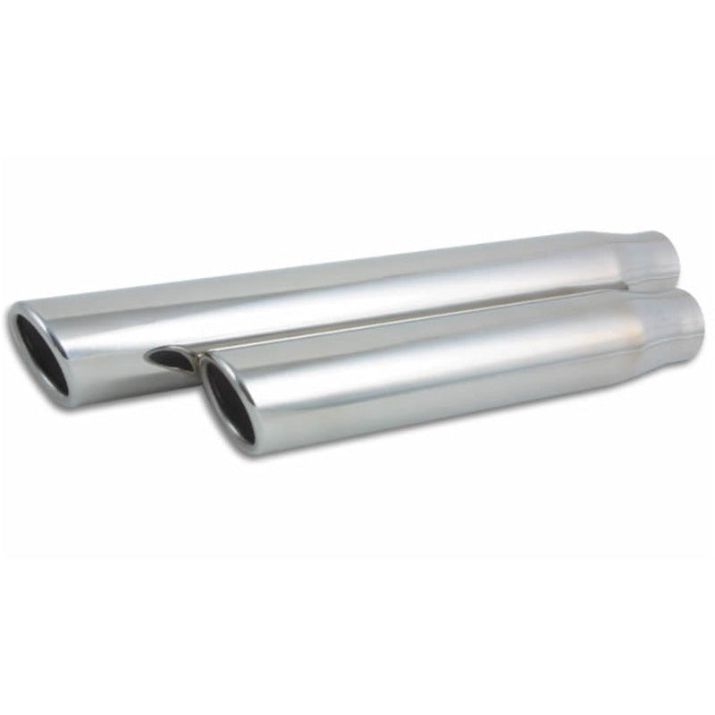 Vibrant 3.5in Round SS Truck/SUV Exh Tip (Single wall Angle Cut Rolled Edge) - 3in inlet 11in long Vibrant Tips