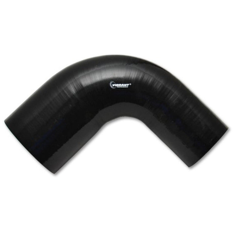 Vibrant 3in ID x 3.5in ID x 4in Long Gloss Black Silicone 90 Degree Transition Elbow Vibrant Silicone Couplers & Hoses