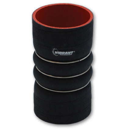 Vibrant 4 Ply Aramid Hump Hose w/3 SS Rings 4in ID x 7in Length - Black Vibrant Silicone Couplers & Hoses