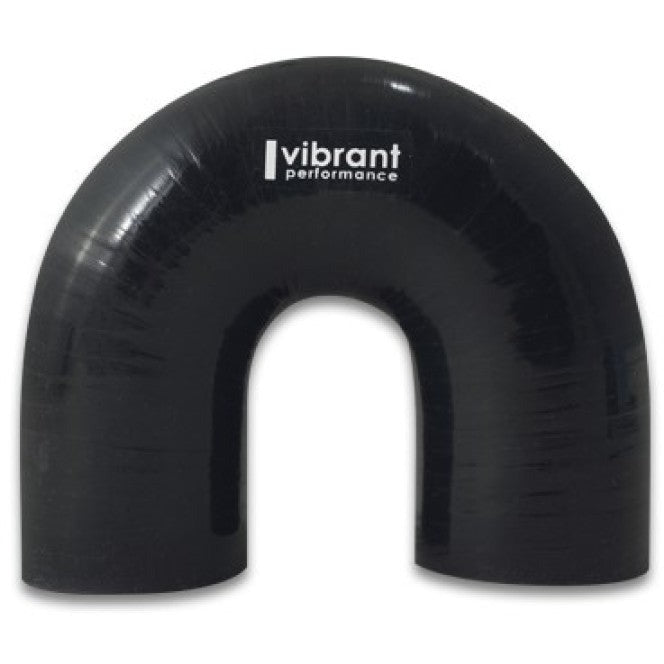 Vibrant 4 Ply Reinforced Silicone Elbow Connector - 3in ID x 4.25in Leg 180 Deg Elbow (BLACK) Vibrant Silicone Couplers & Hoses