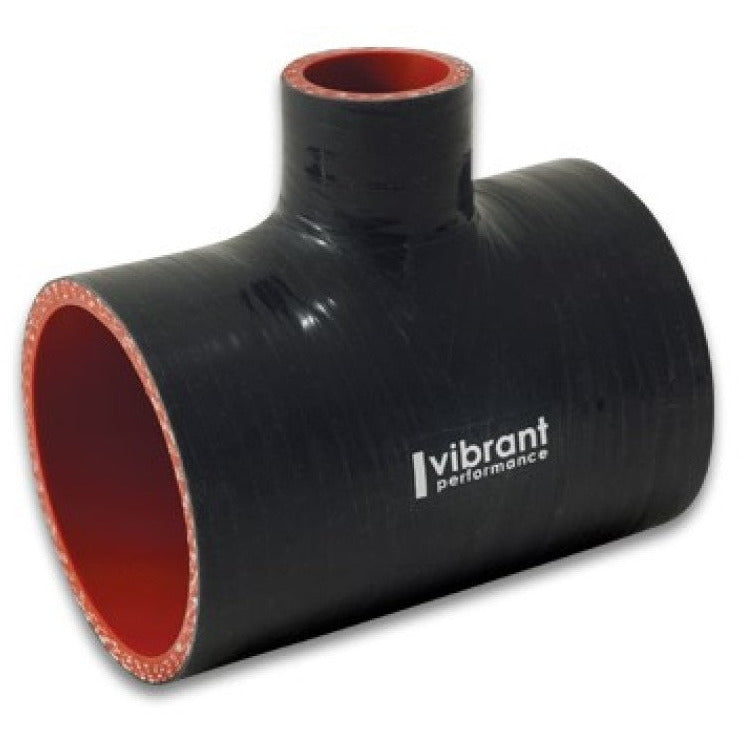 Vibrant 4 Ply Reinforced Silicone T Adapter - 2in Outlet ID x 4in OAL x 1in Branch ID (BLACK) Vibrant Silicone Couplers & Hoses
