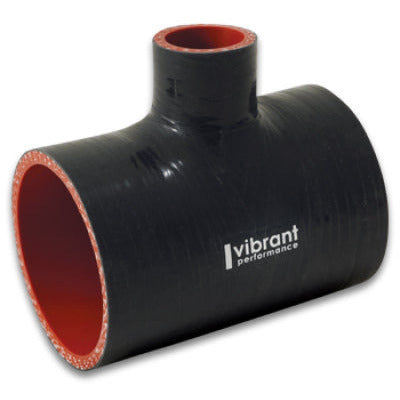 Vibrant 4 Ply Reinforced Silicone T Adapter - 3in Outlet ID x 4in OAL x 1in Branch ID (BLACK) Vibrant Silicone Couplers & Hoses