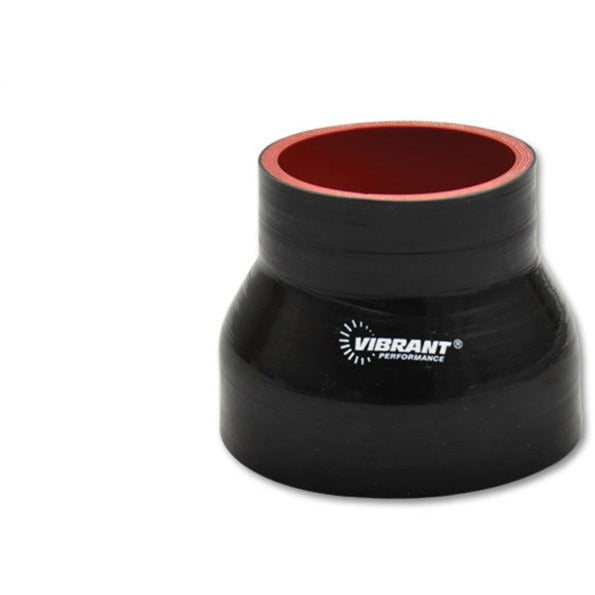 Vibrant 4 Ply Reinforced Silicone Transition Connector - 3.25in I.D. x 4in I.D. x 3in long (BLACK) Vibrant Silicone Couplers & Hoses