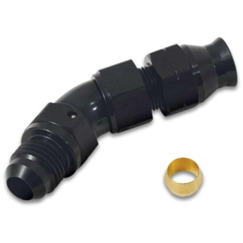 Vibrant 45 Degree 3/8in Tube to Male -6AN Flare Adapter w/ Olive Inserts Vibrant Fittings