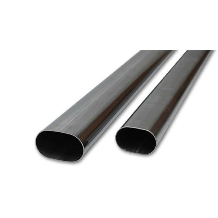 Vibrant 4in Oval (Nominal Size) T304 SS Straight Tubing (16 ga) - 5 foot length Vibrant Steel Tubing