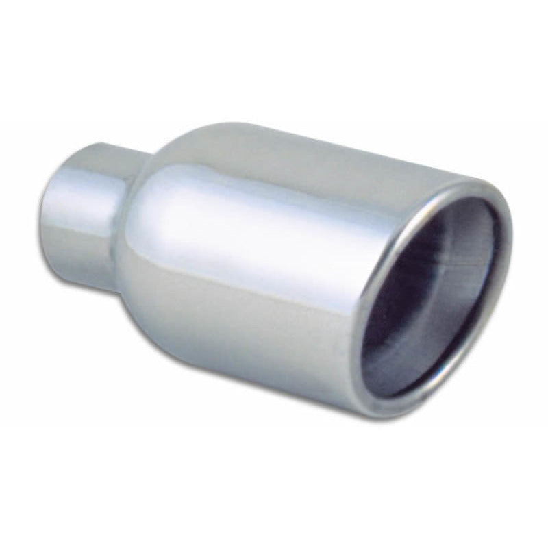 Vibrant 4in Round SS Exhaust Tip (Double Wall Resonated Angle Cut Rolled Edge) Vibrant Tips