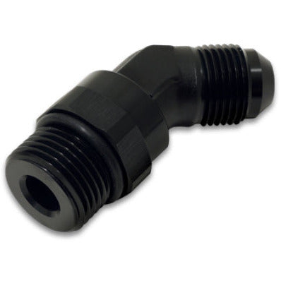 Vibrant -6AN Male Flare to Male -6AN ORB Swivel 45 Degree Adapter Fitting - Anodized Black Vibrant Fittings