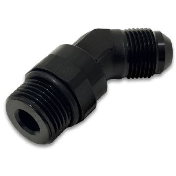 Vibrant -6AN Male Flare to Male -8AN ORB Swivel 45 Degree Adapter Fitting - Anodized Black Vibrant Fittings