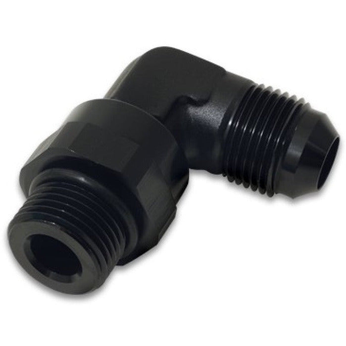 Vibrant -8AN Male Flare to Male -6AN ORB Swivel 90 Degree Adapter Fitting - Anodized Black Vibrant Fittings
