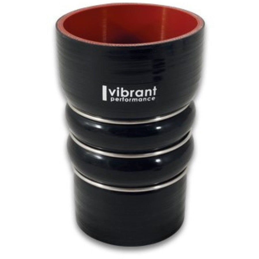 Vibrant Silicone Coupling 4 Ply Aramid CAC Transition Hose 3.25in x 3in Inlet/Outlet - Black Vibrant Silicone Couplers & Hoses