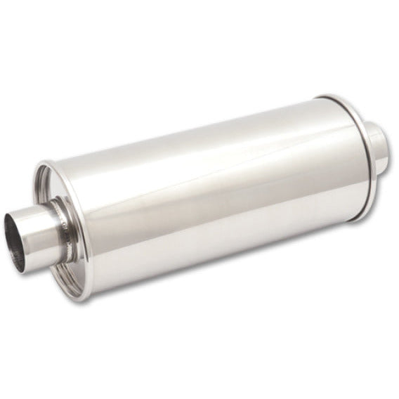 Vibrant StreetPower Round Muff 5inx9inx14in long Muff body 4in inlet I.D. x 4in outlet Center-Center Vibrant Muffler