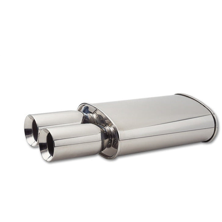 Vibrant StreetPower Turbo Oval Muff w/ Dual 3.5in Round Tips Straight Cut Bev Edge 3in inlet I.D. Vibrant Muffler