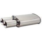 Vibrant StreetPower Turbo Oval Muff w/ Dual 3.5in Round Tips Straight Cut Bev Edge 3in inlet I.D. Vibrant Muffler