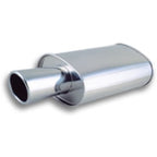 Vibrant StreetPower Turbo Oval Muffler with 4in Round Tip Angle Cut Rolled Edge - 3in inlet I.D. Vibrant Muffler