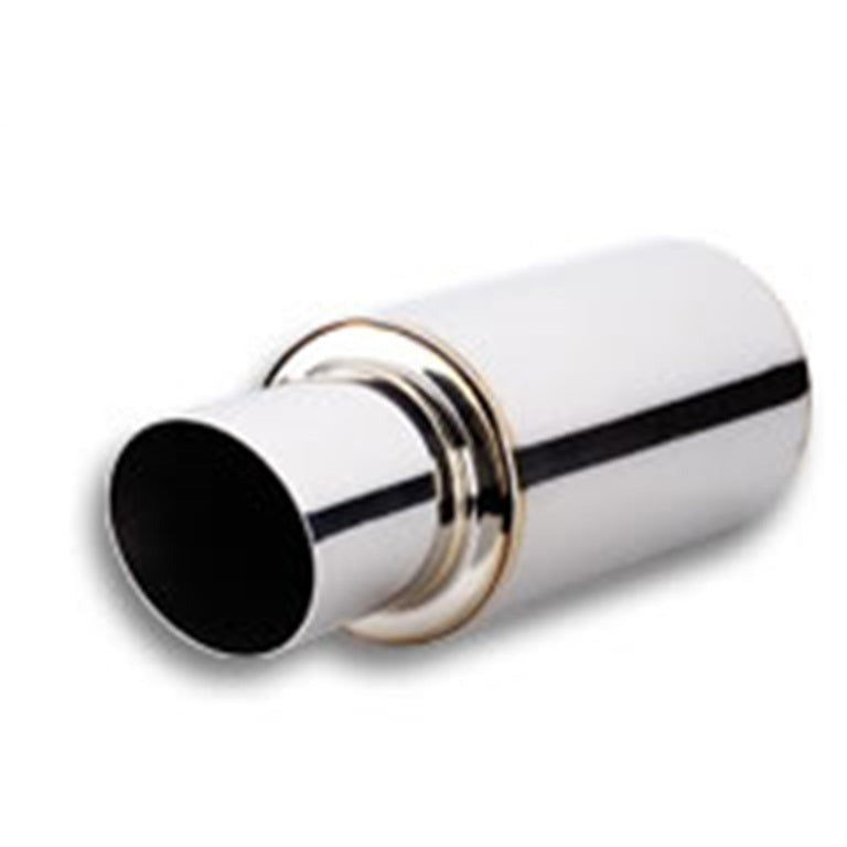 Vibrant TPV Turbo Round Muffler (17in Long) with 4in Round Tip Angle Cut - 3in inlet I.D. Vibrant Muffler