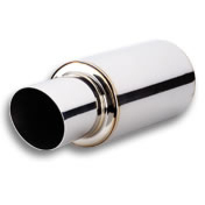 Vibrant TPV Turbo Round Muffler (17in Long) with 4in Round Tip Angle Cut - 3in inlet I.D. Vibrant Muffler