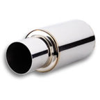 Vibrant TPV Turbo Round Muffler (17in Long) with 4in Round Tip Straight Cut - 3in inlet I.D. Vibrant Muffler