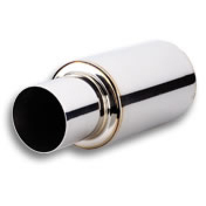 Vibrant TPV Turbo Round Muffler (17in Long) with 4in Round Tip Straight Cut - 3in inlet I.D. Vibrant Muffler