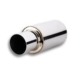 Vibrant TPV Turbo Round Muffler (17in Long) with 4in Round Tip Straight Cut - 3in inlet I.D. Vibrant Muffler