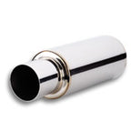 Vibrant TPV Turbo Round Muffler (23in Long) with 4in Round Tip Straight Cut - 3in inlet I.D. Vibrant Muffler
