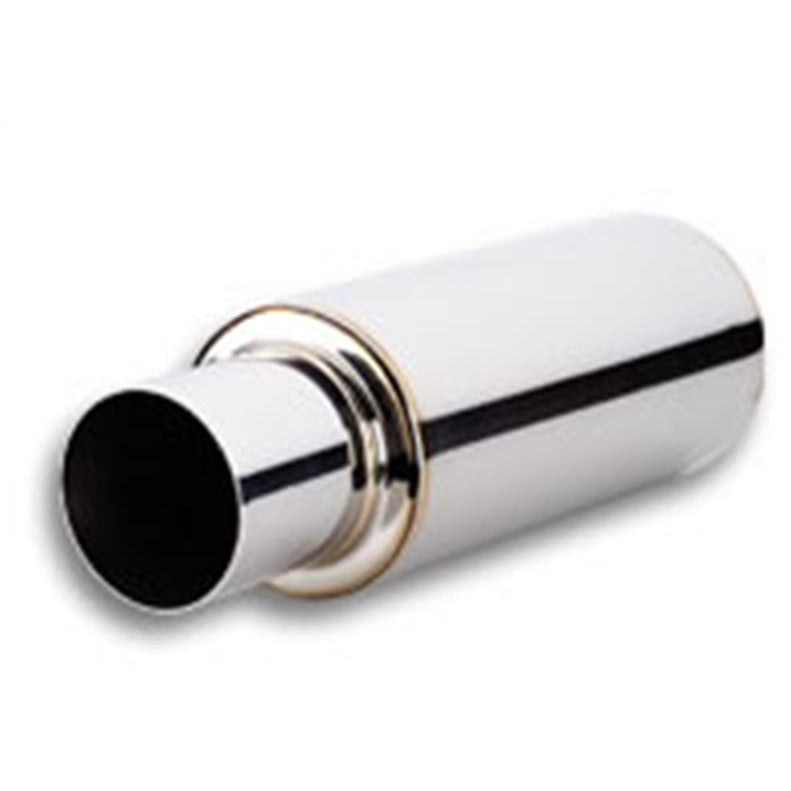 Vibrant TPV Turbo Round Muffler (23in Long) with 4in Round Tip Straight Cut - 3in inlet I.D. Vibrant Muffler